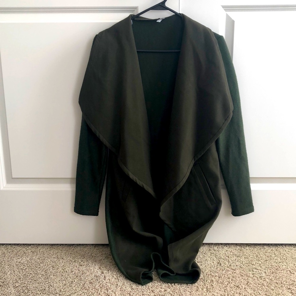 Olive open-cardigan